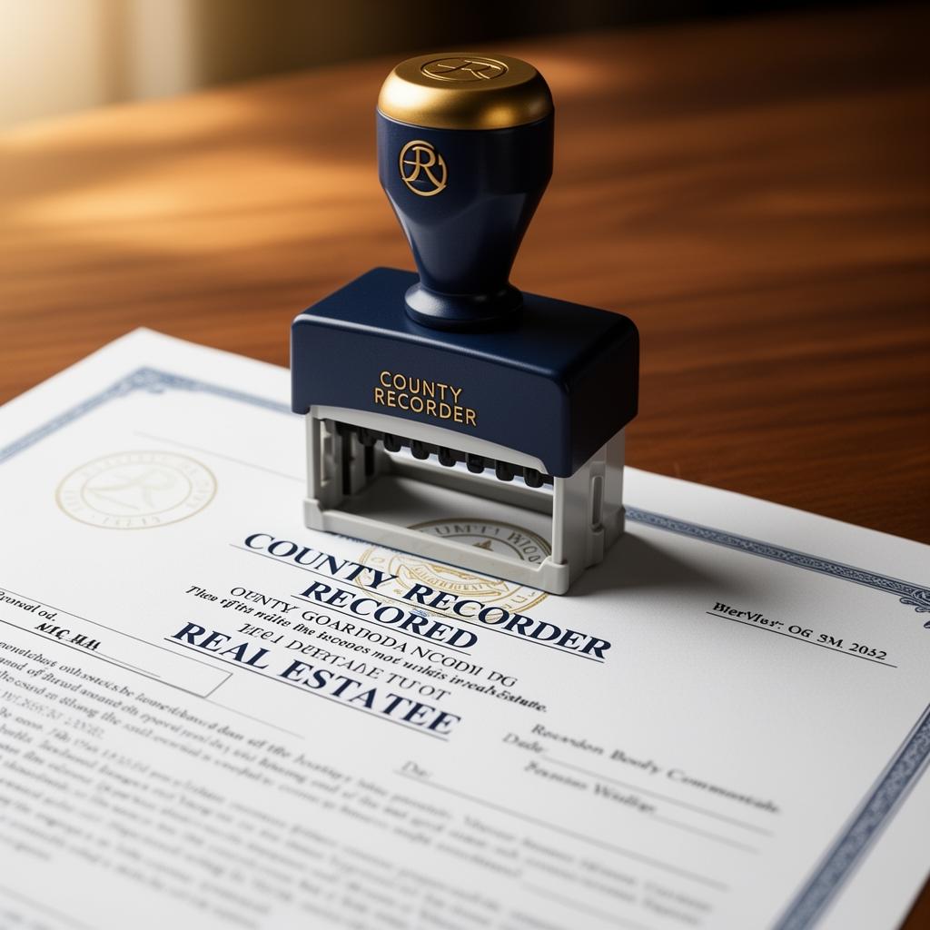 Official county recorder stamp on a recorded real estate document